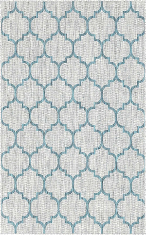 Gray 5' 3 x 8' Outdoor Trellis Rectangle Area Rug Weather Resistant for Patio, Deck, Terrace, Balcony, Porch