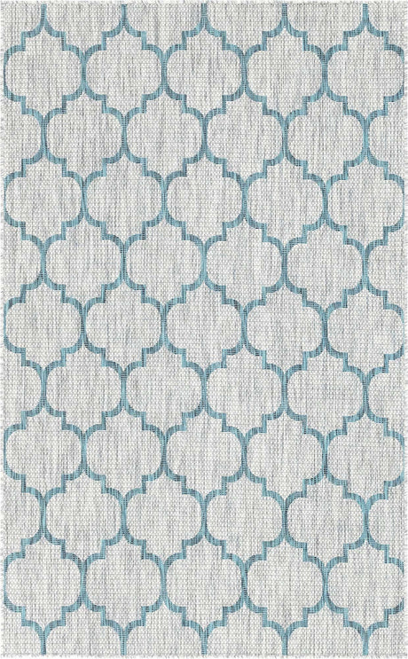 Gray 5' 3 x 8' Outdoor Trellis Rectangle Area Rug Weather Resistant for Patio, Deck, Terrace, Balcony, Porch
