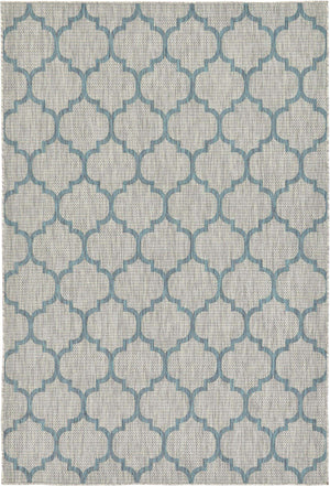 Gray 6' 1 x 9' Outdoor Trellis Rectangle Area Rug Weather Resistant for Patio, Deck, Terrace, Balcony, Porch Geometric Design Water Safe Outside Carpet for Sale at Rug Engine