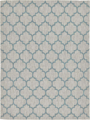 Gray 9' x 12' Outdoor Trellis Rectangle Area Rug Weather Resistant for Patio, Deck, Terrace, Balcony, Porch Geometric Design Water Safe Outside Carpet for Sale at Rug Engine
