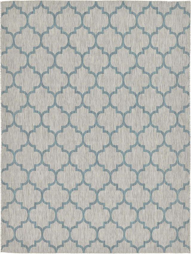 Gray 9' x 12' Outdoor Trellis Rectangle Area Rug Weather Resistant for Patio, Deck, Terrace, Balcony, Porch Geometric Design Water Safe Outside Carpet for Sale at Rug Engine