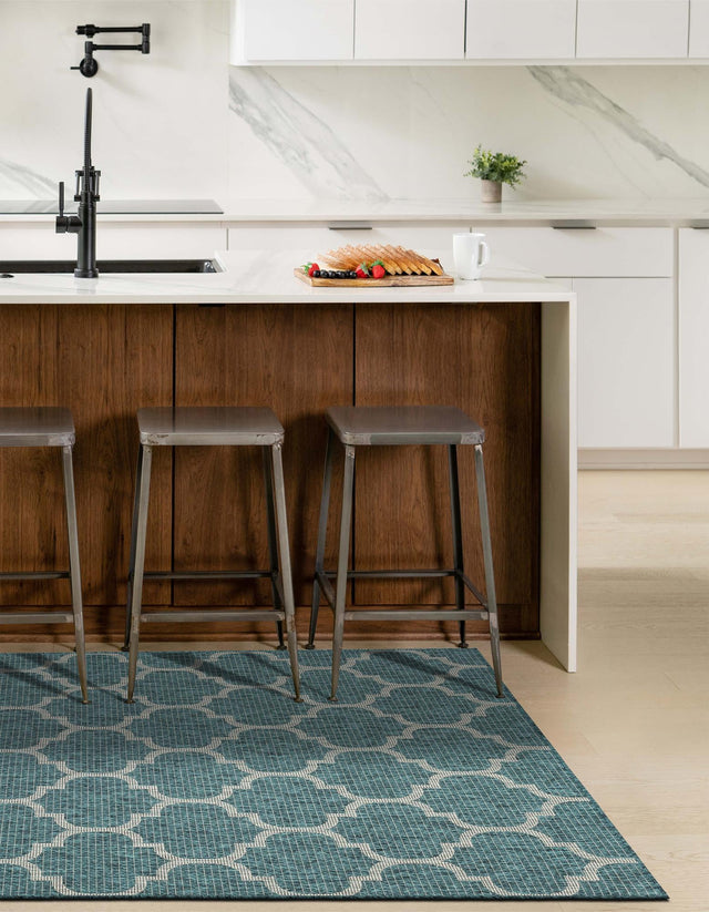 Teal 2' x 3' 1 Outdoor Trellis Rectangle Rug