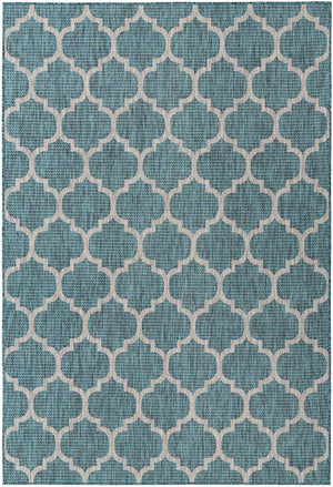Teal 6' 1 x 9' Outdoor Trellis Rectangle Rug