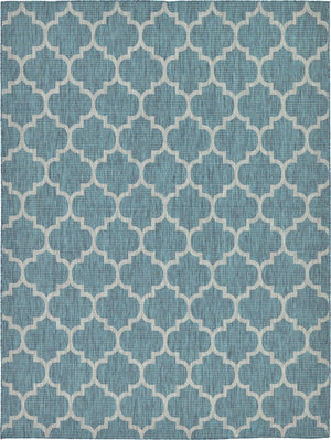 Teal 9' x 12' Outdoor Trellis Rectangle Rug