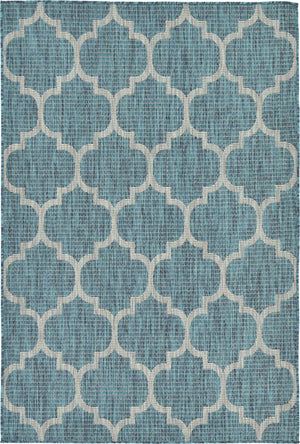 Teal 4' 1 x 6' 1 Outdoor Trellis Rectangle Rug