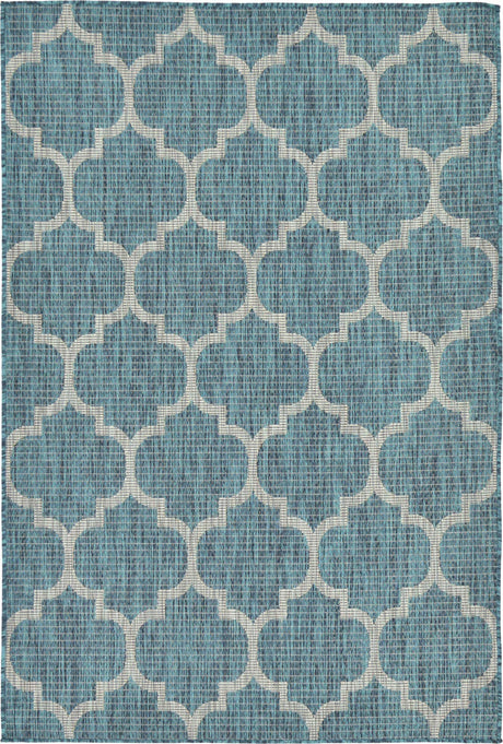 Teal 4' 1 x 6' 1 Outdoor Trellis Rectangle Rug