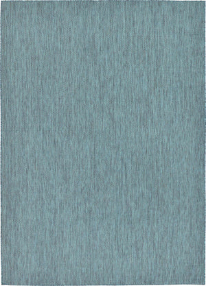Teal 7' 10 x 11' Outdoor Solid Rectangle Area Rug Weather Resistant for Patio, Deck, Terrace, Balcony, Porch 100% Polypropylene Minimalist Waterproof Carpet for Sale at Rug Engine