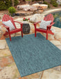 Teal 10' x 13' 1 Outdoor Solid Rectangle Area Rug Weather Resistant for Patio, Deck, Terrace, Balcony, Porch 100% Polypropylene Minimalist Waterproof Carpet for Sale at Rug Engine