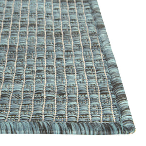 Teal 7' 1 x 10' Outdoor Solid Rectangle Area Rug Weather Resistant for Patio, Deck, Terrace, Balcony, Porch 100% Polypropylene Minimalist Waterproof Carpet for Sale at Rug Engine