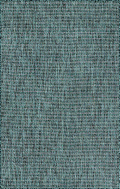 Teal 5' 3 x 8' Outdoor Solid Rectangle Rug