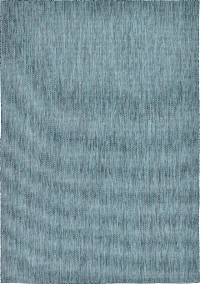 Teal 7' 1 x 10' Outdoor Solid Rectangle Area Rug Weather Resistant for Patio, Deck, Terrace, Balcony, Porch 100% Polypropylene Minimalist Waterproof Carpet for Sale at Rug Engine