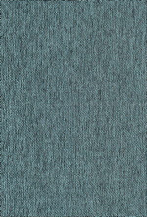 Teal 6' 1 x 9' Outdoor Solid Rectangle Area Rug Weather Resistant for Patio, Deck, Terrace, Balcony, Porch 100% Polypropylene Minimalist Waterproof Carpet for Sale at Rug Engine