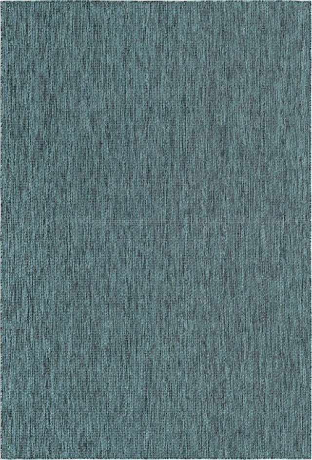 Teal 6' 1 x 9' Outdoor Solid Rectangle Area Rug Weather Resistant for Patio, Deck, Terrace, Balcony, Porch 100% Polypropylene Minimalist Waterproof Carpet for Sale at Rug Engine