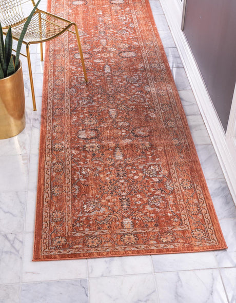 Brick Red 3' x 13' Oslo Runner Area Rug 100% Polypropylene Traditional Classic Vintage Distressed Carpet for Indoor Home Decor for Sale at Rug Engine