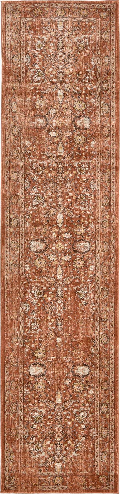 Brick Red 3' x 13' Oslo Runner Area Rug 100% Polypropylene Traditional Classic Vintage Distressed Carpet for Indoor Home Decor for Sale at Rug Engine