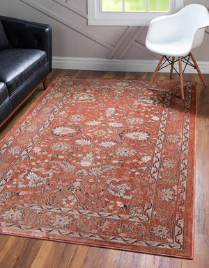 Brick Red 5' x 8' Oslo Rectangle Area Rug 100% Polypropylene Traditional Classic Vintage Distressed Carpet for Indoor Home Decor for Sale at Rug Engine