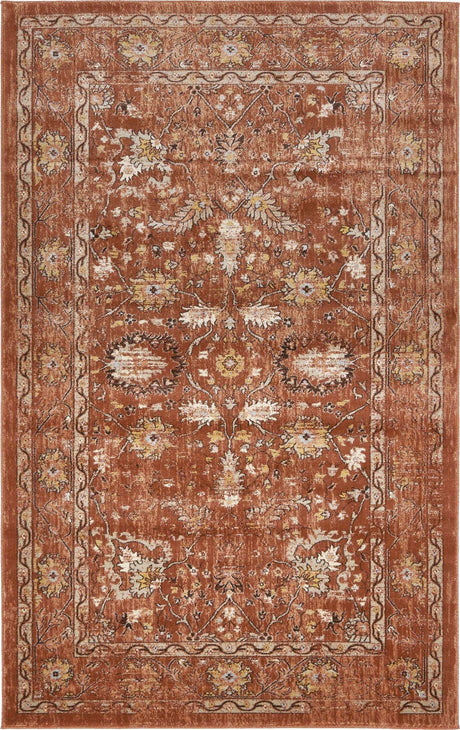 Brick Red 5' x 8' Oslo Rectangle Area Rug 100% Polypropylene Traditional Classic Vintage Distressed Carpet for Indoor Home Decor for Sale at Rug Engine