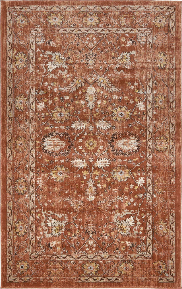 Brick Red 5' x 8' Oslo Rectangle Area Rug 100% Polypropylene Traditional Classic Vintage Distressed Carpet for Indoor Home Decor for Sale at Rug Engine