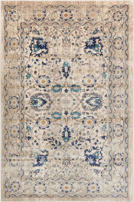 Beige 6' 1 x 9' Oslo Rectangle Area Rug 100% Polypropylene Traditional Classic Vintage Distressed Carpet for Indoor Home Decor for Sale at Rug Engine