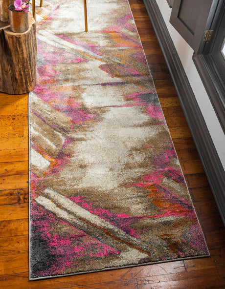 Beige 2' x 6' 1 Aurora Runner Area Rug 60% Polypropylene & 40% Polyester Living Dining Room Bedroom Office Modern Decor Carpet for Sale at Rug Engine