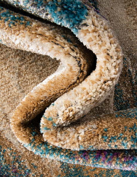 Beige 2' 7 x 10' Aurora Runner Area Rug 60% Polypropylene & 40% Polyester Living Dining Room Bedroom Office Modern Decor Carpet for Sale at Rug Engine