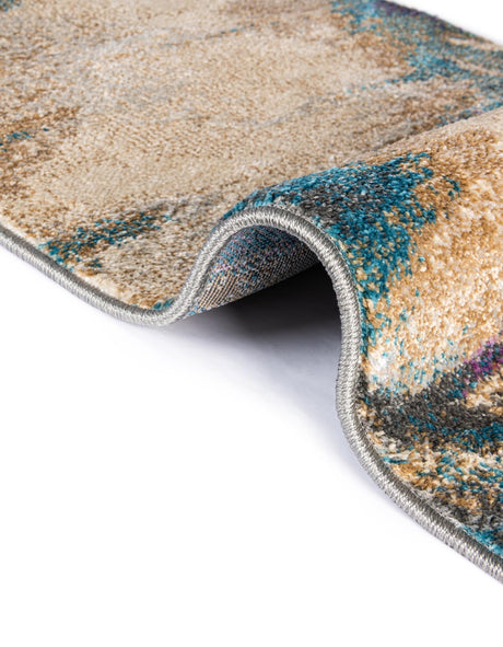 Beige 6' 1 x 6' 1 Aurora Round Area Rug 60% Polypropylene & 40% Polyester Living Dining Room Bedroom Office Modern Decor Carpet for Sale at Rug Engine