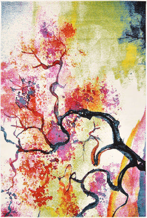 Ivory 6' 1 x 9' Lyon Rectangle Area Rug Vivid Colorful Abstract Modern 100% Polypropylene Carpet for Living Room, Dining, Office for Sale at Rug Engine