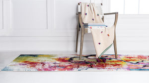 Ivory 2' 7 x 10' Lyon Runner Area Rug Vivid Colorful Abstract Modern 100% Polypropylene Carpet for Living Room, Dining, Office for Sale at Rug Engine