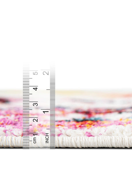 Ivory 8' x 8' Lyon Round Area Rug Vivid Colorful Abstract Modern 100% Polypropylene Carpet for Living Room, Dining, Office for Sale at Rug Engine