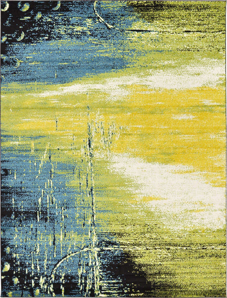 Light Green 9' x 12' 2 Lyon Rectangle Area Rug Vivid Colorful Abstract Modern 100% Polypropylene Carpet for Living Room, Dining, Office for Sale at Rug Engine