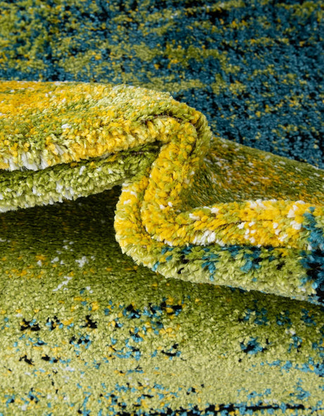 Light Green 2' 7 x 10' Lyon Runner Area Rug Vivid Colorful Abstract Modern 100% Polypropylene Carpet for Living Room, Dining, Office for Sale at Rug Engine