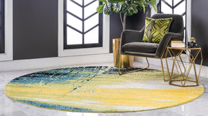 Light Green 6' 1 x 6' 1 Lyon Round Area Rug Vivid Colorful Abstract Modern 100% Polypropylene Carpet for Living Room, Dining, Office for Sale at Rug Engine