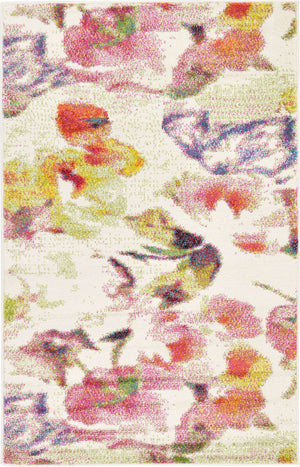 Ivory 3' 3 x 5' 3 Lyon Rectangle Area Rug Vivid Colorful Abstract Modern 100% Polypropylene Carpet for Living Room, Dining, Office for Sale at Rug Engine