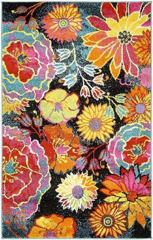 Black 3' 3 x 5' 3 Lyon Rectangle Area Rug Vivid Colorful Abstract Modern 100% Polypropylene Carpet for Living Room, Dining, Office for Sale at Rug Engine