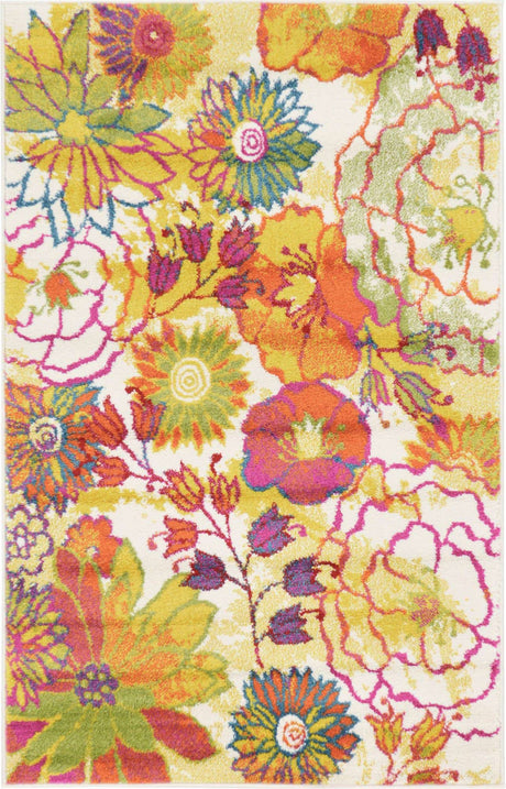 Ivory 3' 3 x 5' 3 Lyon Rectangle Area Rug Vivid Colorful Abstract Modern 100% Polypropylene Carpet for Living Room, Dining, Office for Sale at Rug Engine