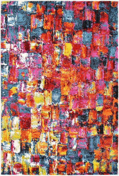 Multicolor 4' x 6' Lyon Rectangle Area Rug Vivid Colorful Abstract Modern 100% Polypropylene Carpet for Living Room, Dining, Office for Sale at Rug Engine