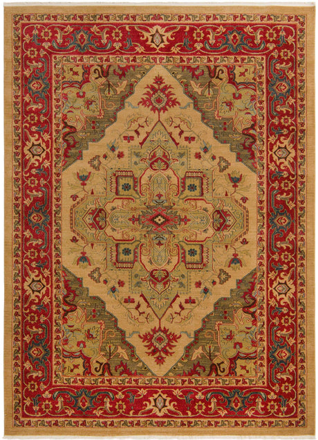 Tan 8' x 11' Sahand Rectangle Area Rug Affordable Easy Clean Traditional Design Durable Carpet for Home Interior Design Living Room Dining Office for Sale at Rug Engine