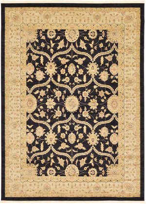 Black 8' x 11' Edinburgh Rectangle Area Rug 100% Polypropylene Easy Clean With Cotton Backing Traditional Classic Design Carpet for Living, Dining Room, Office for Sale at Rug Engine