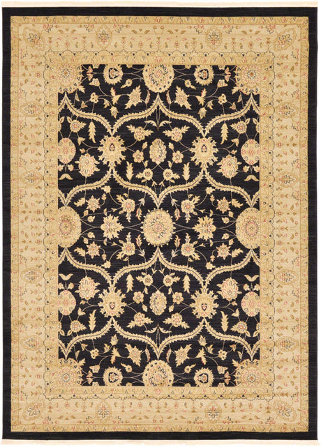 Black 8' x 11' Edinburgh Rectangle Area Rug 100% Polypropylene Easy Clean With Cotton Backing Traditional Classic Design Carpet for Living, Dining Room, Office for Sale at Rug Engine