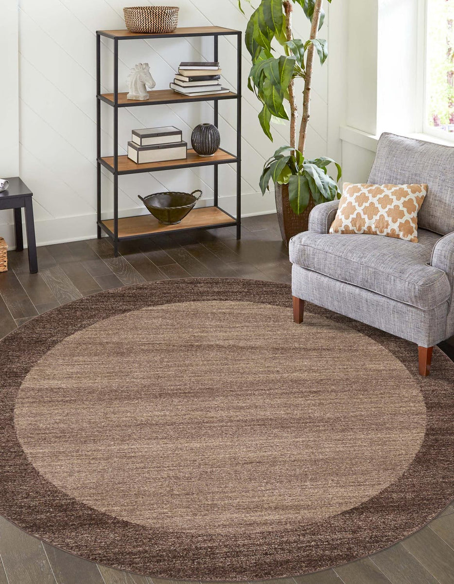 Light Brown 4' 1 x 4' 1 Del Mar Round Area Rug 100% Polypropylene Easy ...