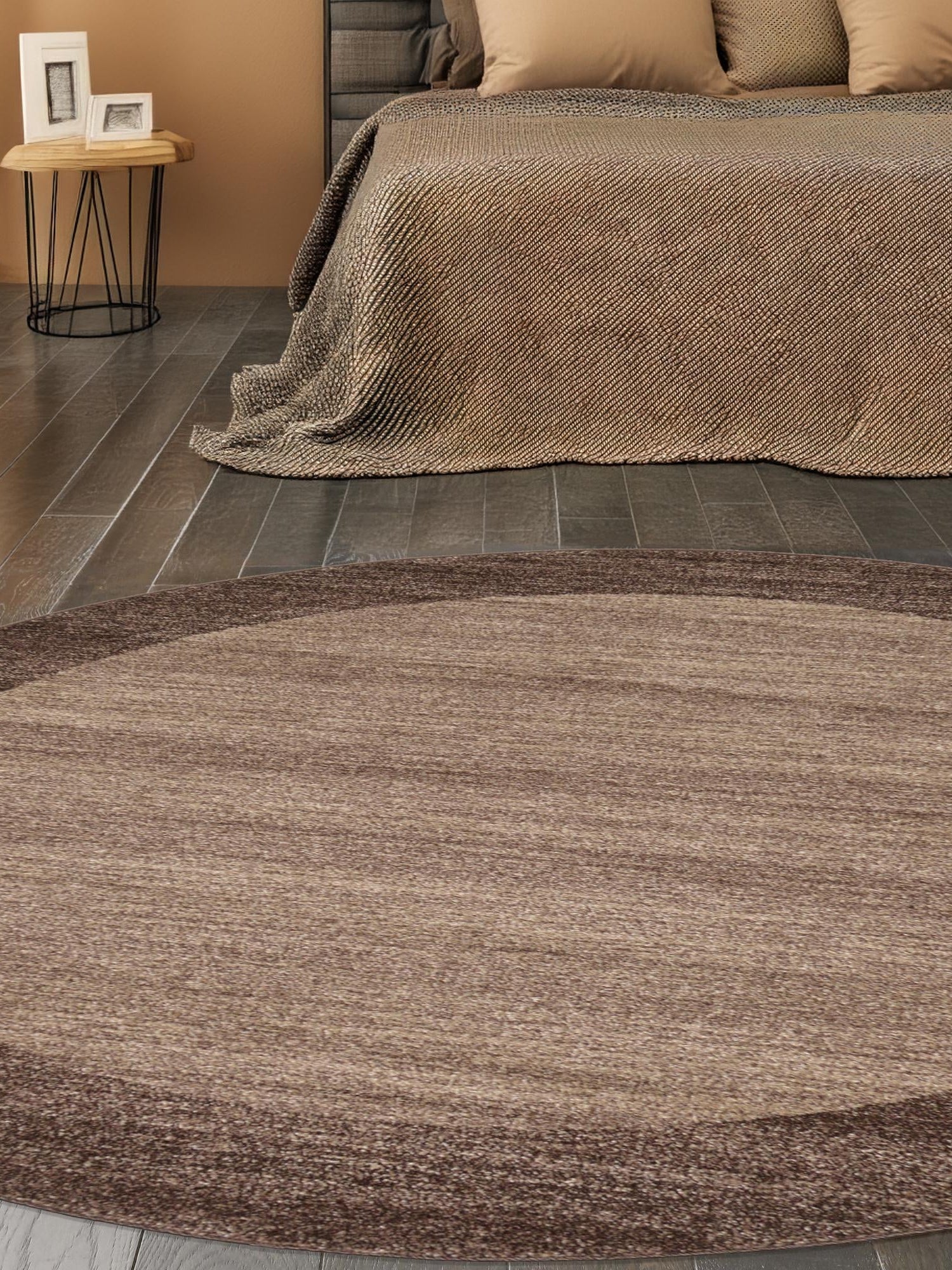 Light Brown 6' 1 x 6' 1 Del Mar Round Area Rug 100% Polypropylene Easy Clean Stain Resistant Vivid Modern Carpet Mat for Home Decor Interior Designing for Sale at Rug Engine