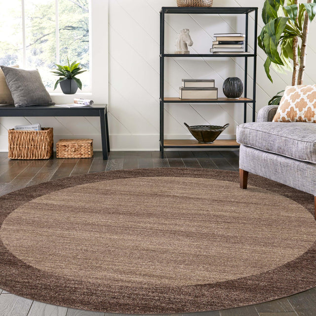 Light Brown 4' 1 x 4' 1 Del Mar Round Area Rug 100% Polypropylene Easy Clean Stain Resistant Vivid Modern Carpet Mat for Home Decor Interior Designing for Sale at Rug Engine