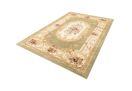 Green 6' 1 x 9' Versailles Rectangle Area Rug Classic Traditional Motif Indoor Carpet for Hallways, Dining Rooms, Bedrooms, Living Room, Office for Sale at Rug Engine