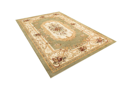 Green 6' 1 x 9' Versailles Rectangle Area Rug Classic Traditional Motif Indoor Carpet for Hallways, Dining Rooms, Bedrooms, Living Room, Office for Sale at Rug Engine