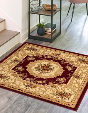 Red 10' x 10' Versailles Square Area Rug