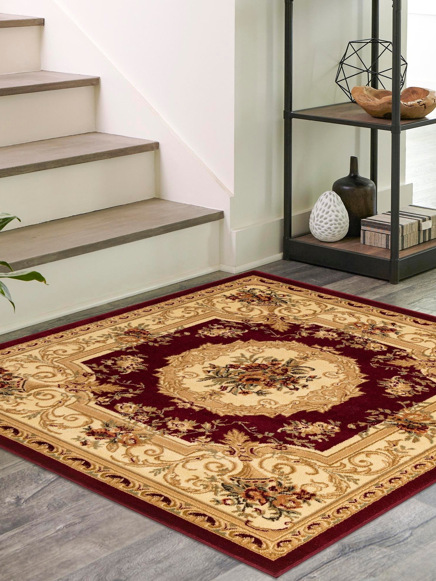 Red 3' 1 x 3' 1 Versailles Square Area Rug