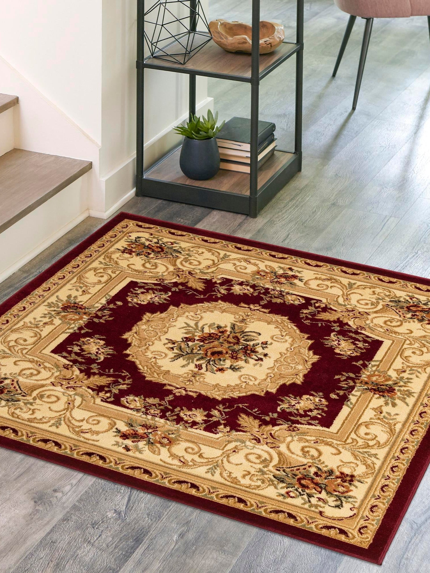 Red 7' 10 x 7' 10 Versailles Square Area Rug