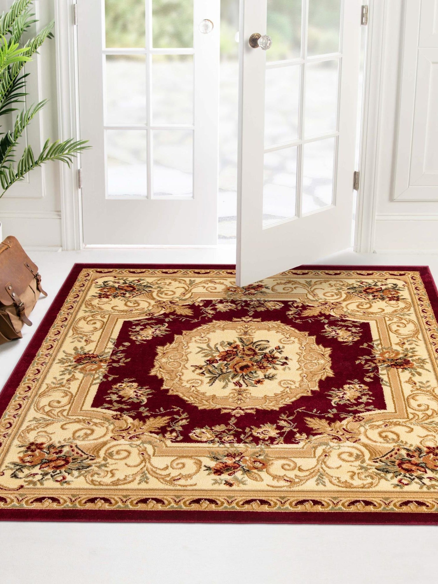 Red 10' x 10' Versailles Square Area Rug