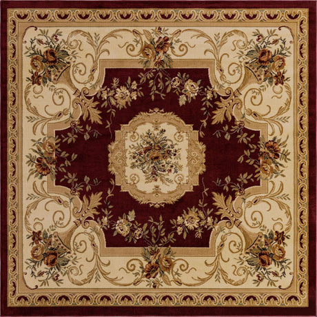 Red 7' 10 x 7' 10 Versailles Square Area Rug