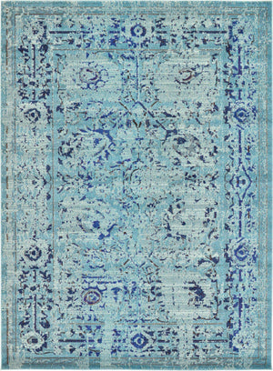 Light Blue 8' x 11' Medici Rectangle Area Rug 100% Polypropylene Traditional Vintage Classic Carpet for Home Interior Design Decor for Sale at Rug Engine